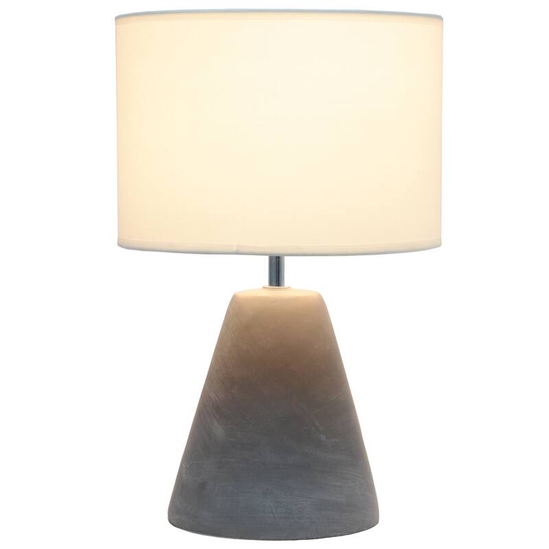 14.37" Organic Modern Tapered Concrete Table Lamp, For Living Room, Entryway, Bedroom, Stylish Accent Lighting, Black Shade