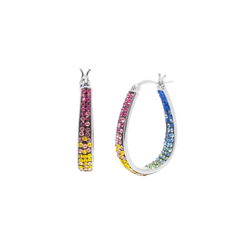 Victoria Townsend Inside Out Multicolored Crystal Hoop Earrings - Multi - White