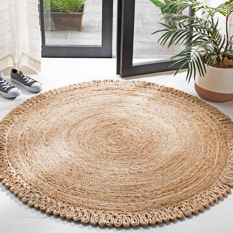 SAFAVIEH Handmade Natural Fiber Alisson Farmhouse Rug - 3' Round - Natural