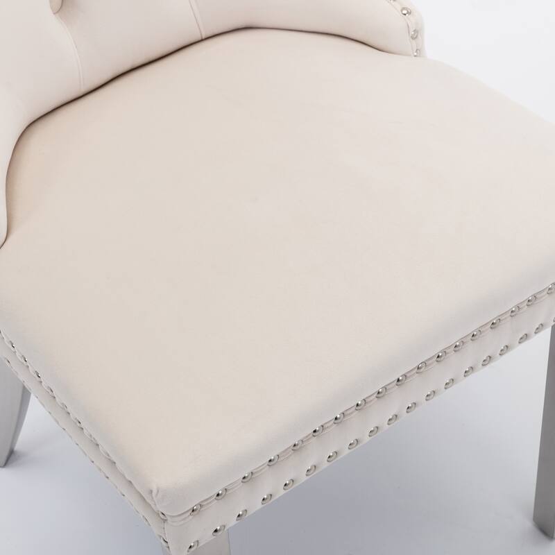 GDF Studio - Modern Wood Velvet Upholstered Dining Chair with Chrome Stainless Steel Legs, 2-Pcs Set