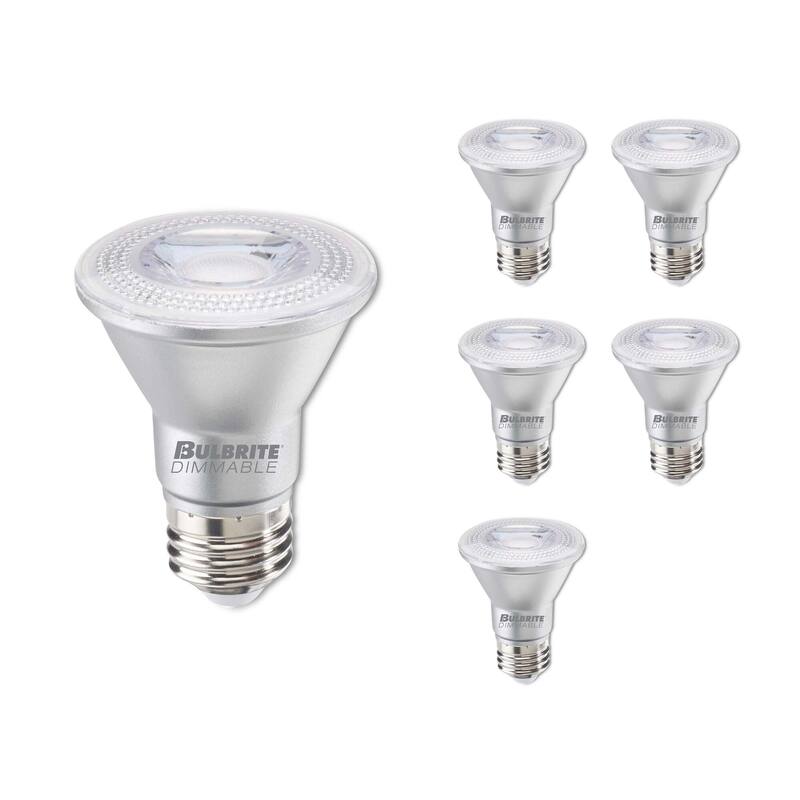 Bulbrite Pack of (6) 7 Watt Dimmable Flood PAR20 Medium (E26) LED Bulb - Narrow Flood PAR20 - 500 Lumens, 3000K, and 80 CRI