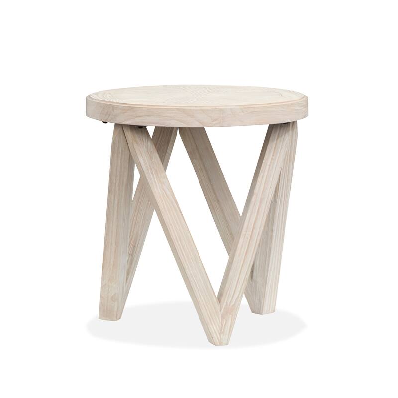 Magnussen Home Bostwick Coconut Cream Round End Table - 22''W x 22''D x 23''H