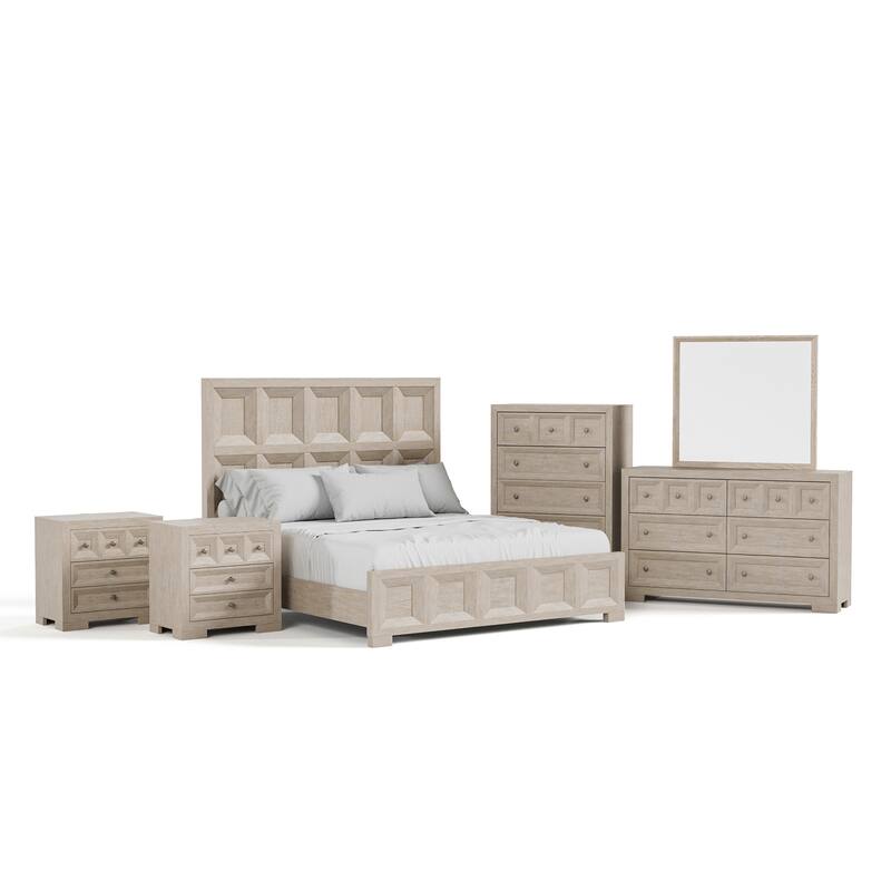 Furniture of America Durem Modern Classic 6-Piece Solid Wood Panel Bedroom Set with 3-Drawer Nightstand