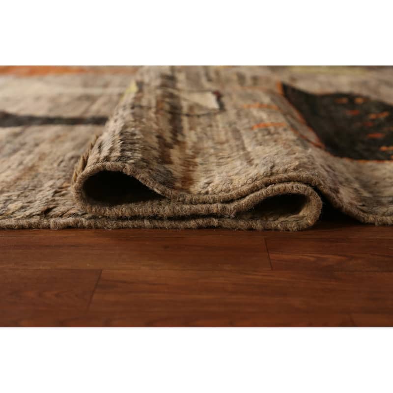 Geometric Beige Moroccan Oriental Area Rug Handmade Wool Carpet - 7'1" x 9'5"