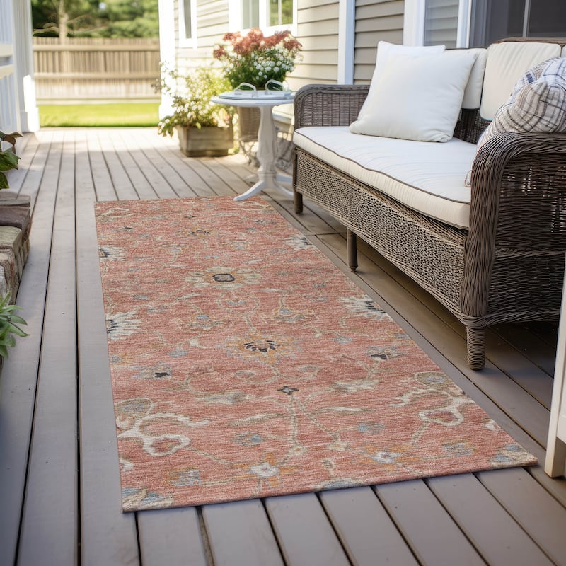 Machine Washable Indoor/ Outdoor Traditional Persian Chantille Rug