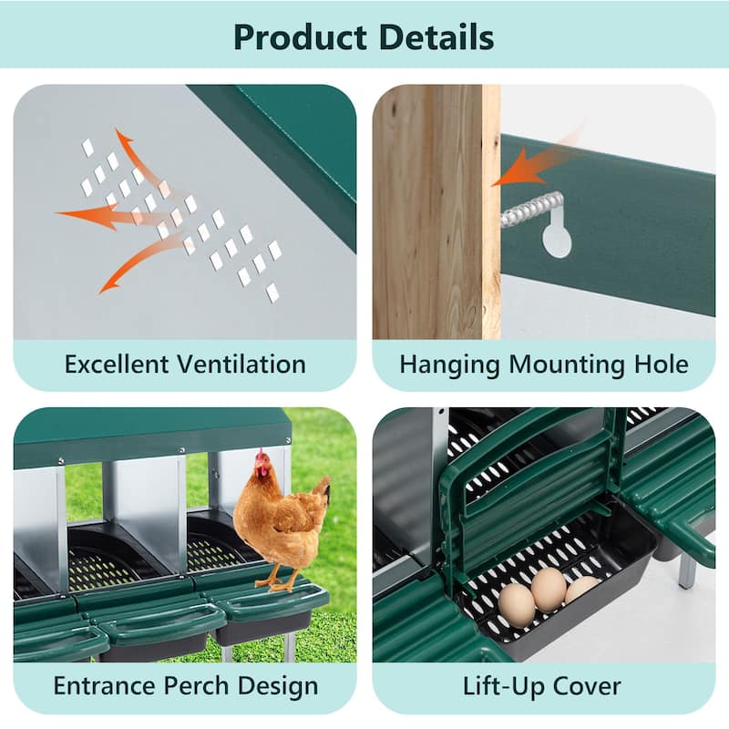 Nesting Boxes for Chickens 3 Holes Chicken Nesting Boxes with Legs