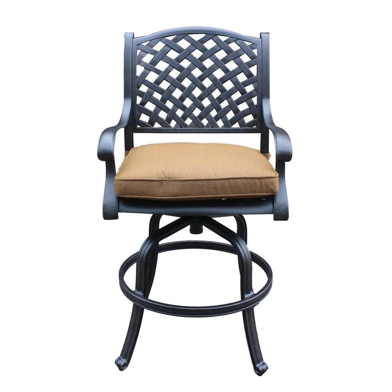 Cast Aluminum Counter Stool With Cushion, Set of 2