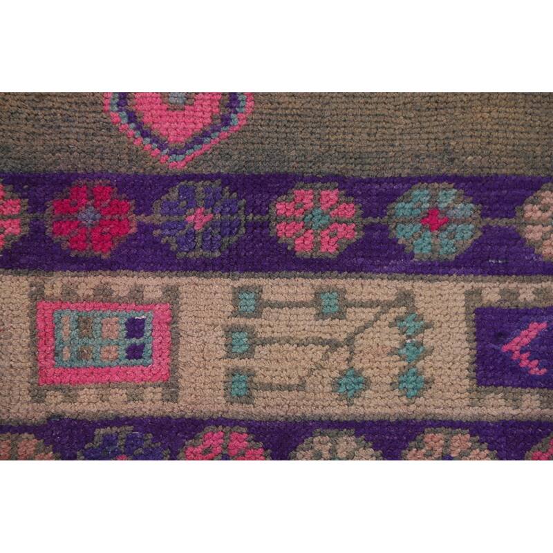 Hand Knotted Oriental 100% Wool Carpet Traditional Geometric Brown Lori Runner Rug - 12' 7'' X 4' 8''