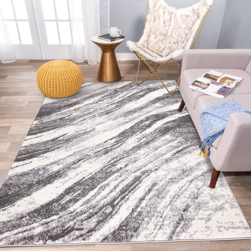 World Rug Gallery Modern Abstract Swirl Area Rug