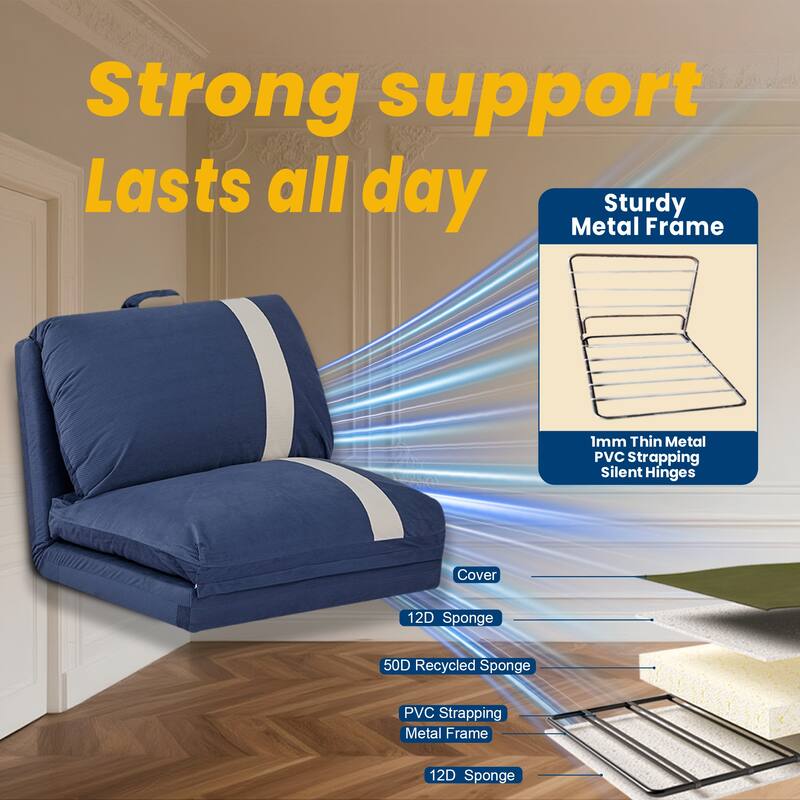 Adjustable Floor Sofa Bed for Adults & Pets - 6-Position Foldable Design with Corduroy Upholstery