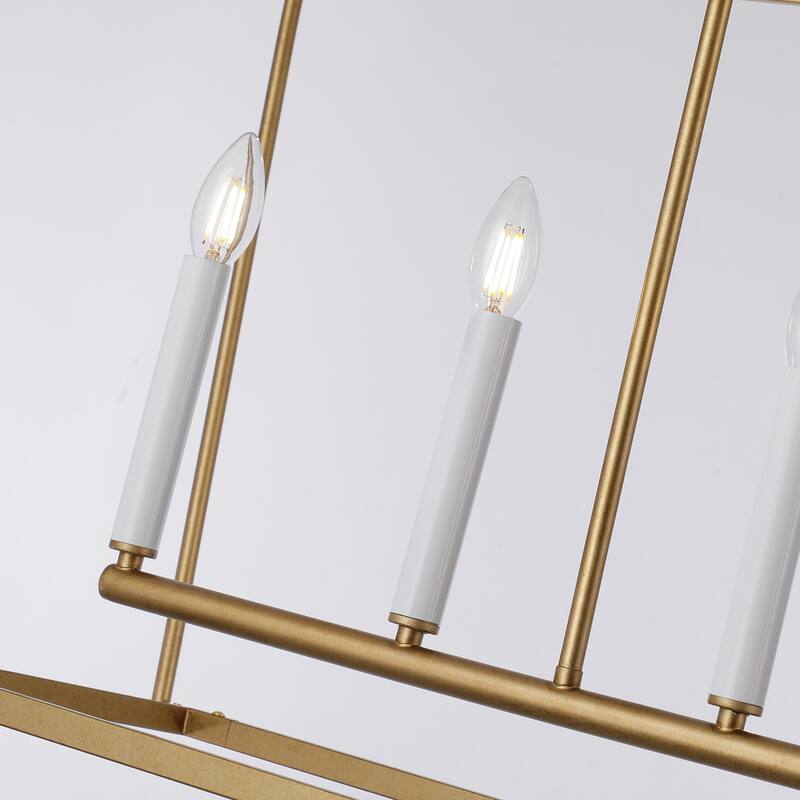 Linear Lantern 6-Light Foyer Debonair Island Chandelier Candle - N/A