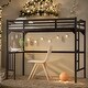 preview thumbnail 1 of 17, Kids and Baby Twin Size Metal Loft Bed with Desk,Ladder,Guardrails,Bookdesk For Home Black