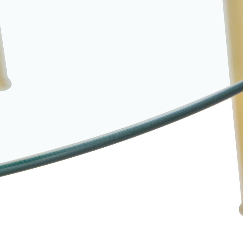 Roomfitters Round Glass Dining Table with 40 Inch Top and Gold Plated Metal Legs for Living or Dining Room, Golden
