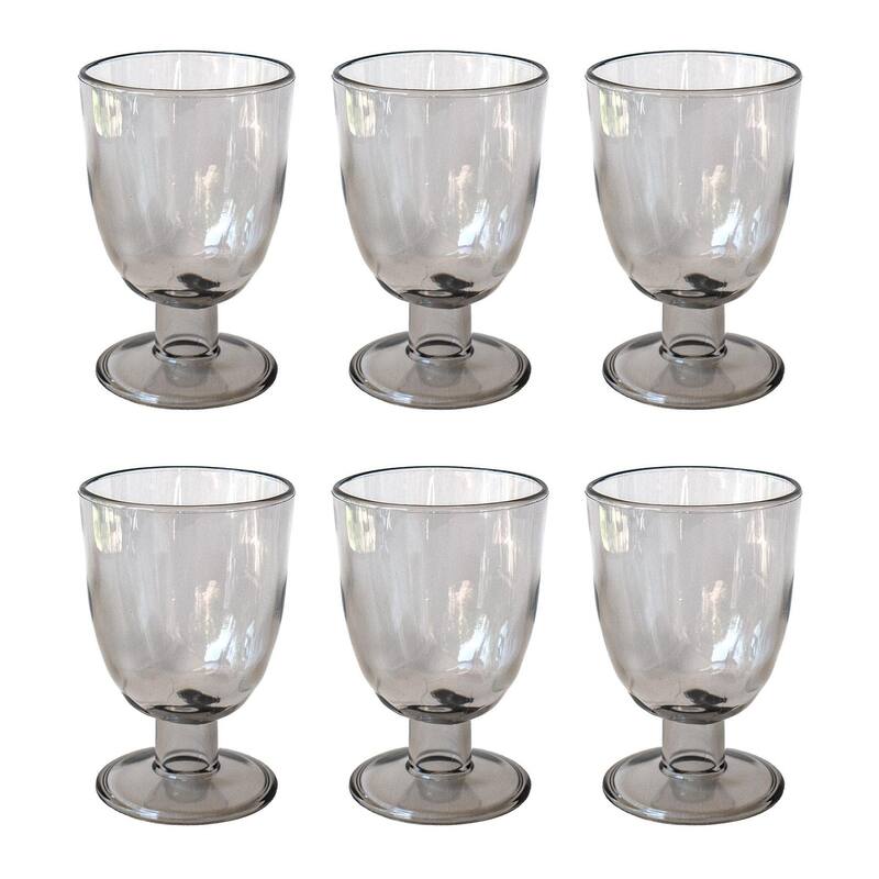 Abode Homewares by TarHong Rustic Goblet, Light Gray, 14 oz, Set of 6 - Grey