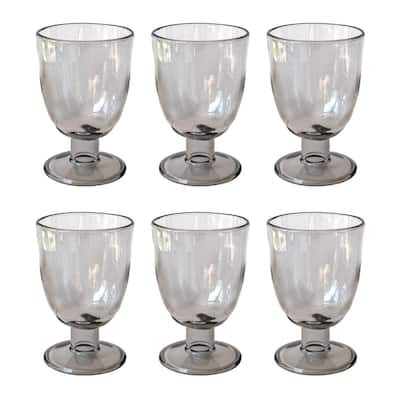 Abode Homewares by TarHong Rustic Goblet, Light Gray, 14 oz, Set of 6