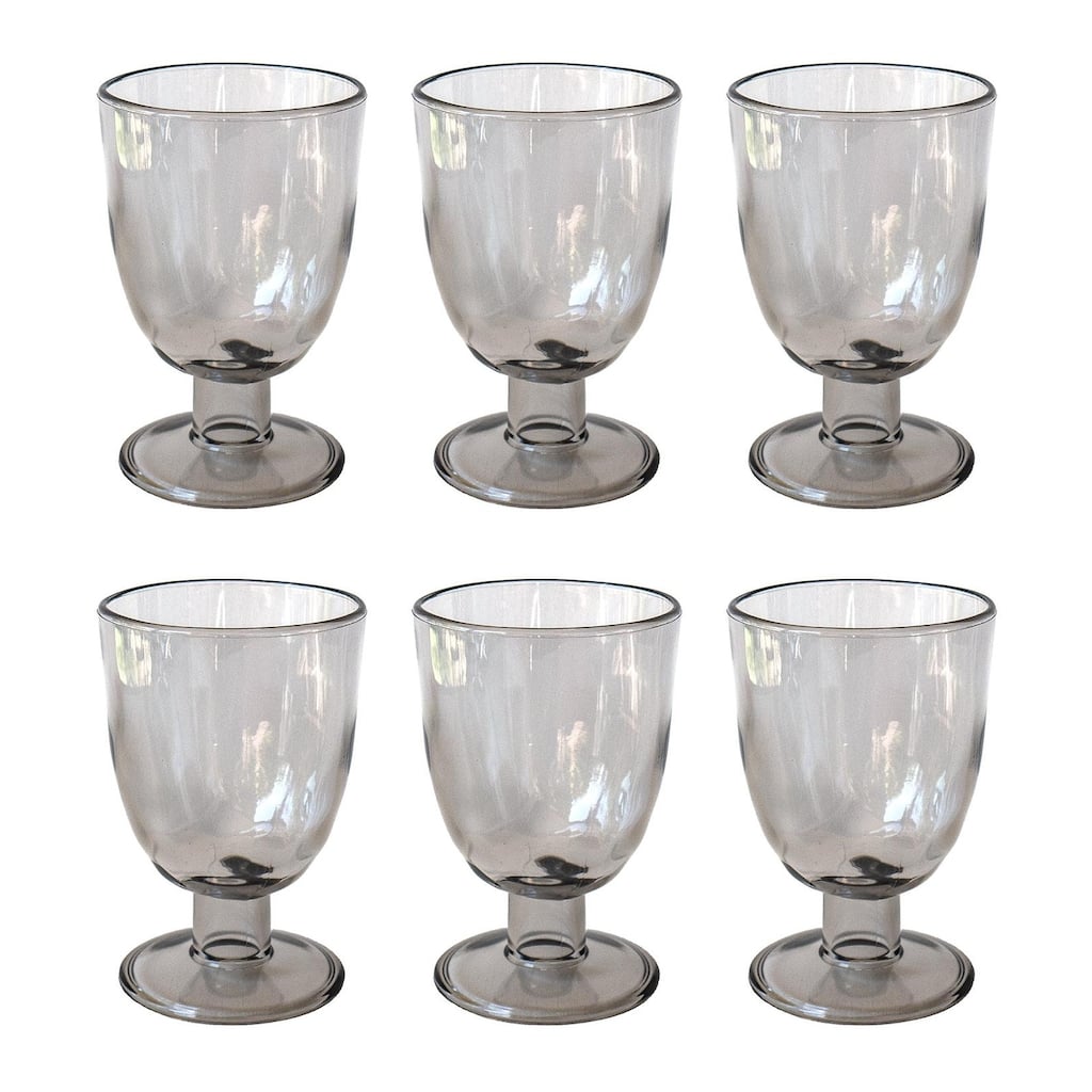 Abode Homewares by TarHong Rustic Goblet, Light Gray, 14 oz, Set of 6