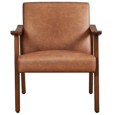 Yaheetech Upholstered Accent Chair Boucle Armchair with Solid Wood Legs - 24.5" L × 28" W × 29" H