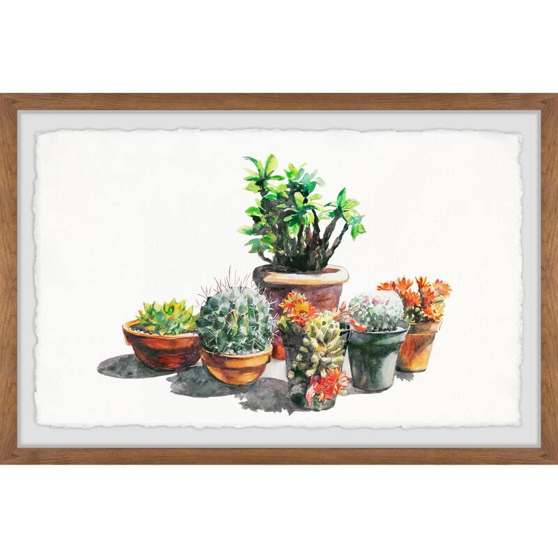 Potted Plant Arrangement Framed Wall Art, Nature-Inspired Accent - Refreshing Botanical Touch for Your Walls