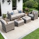 preview thumbnail 69 of 82, OVIOS 5-Piece Outdoor Wicker Patio Conversation Set Grey