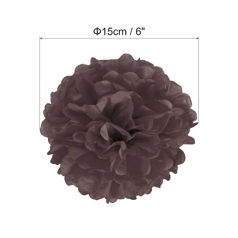 10Pcs 4" Tissue Pom Poms Paper Flowers Ball Party Wedding Decor - Brown - 6"