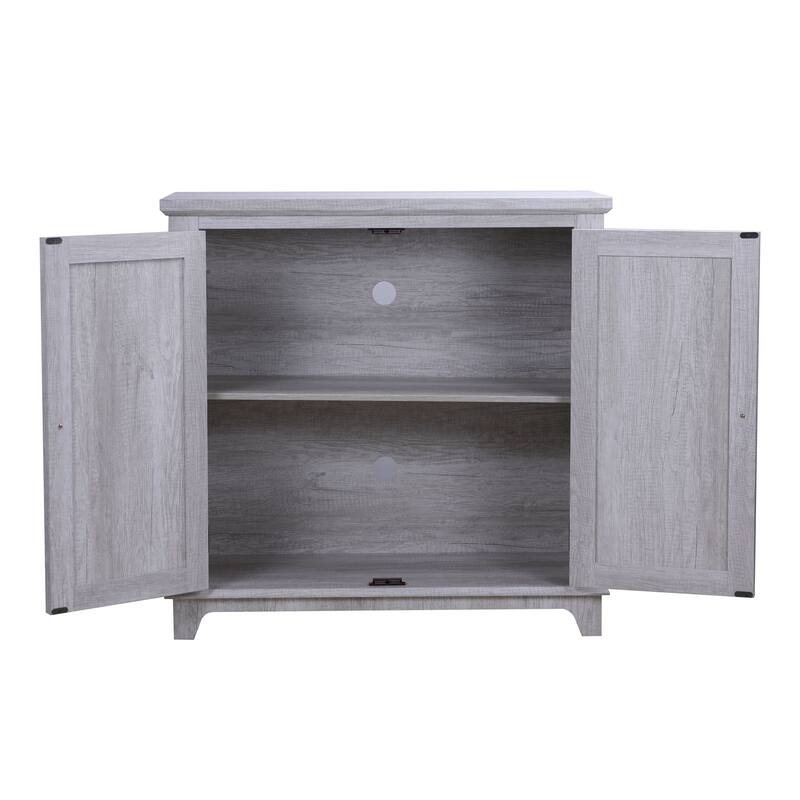 Elegant sideboard with 2 acrylic mirrored doors Sideboard and Buffet with Storage, Hollow-Carved Accent Cabinet