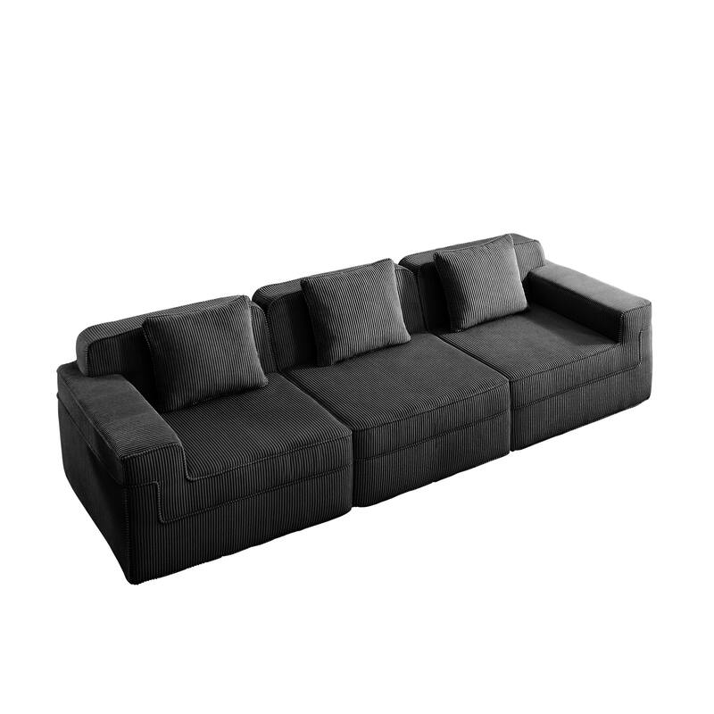 GDFStudio - Modular 3-Seater 117.3" Corduroy Boneless Cloud Sofa