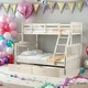 preview thumbnail 1 of 11, Kids and Baby Twin Over Full Wooden Bunk Bed with Drawers,Ladder