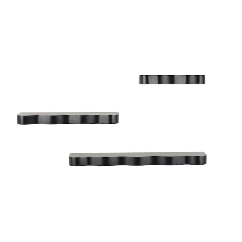 Wood Handmade Wall Shelf with Various Sizes - Set of 3 Black or Brown - Roche River Decor