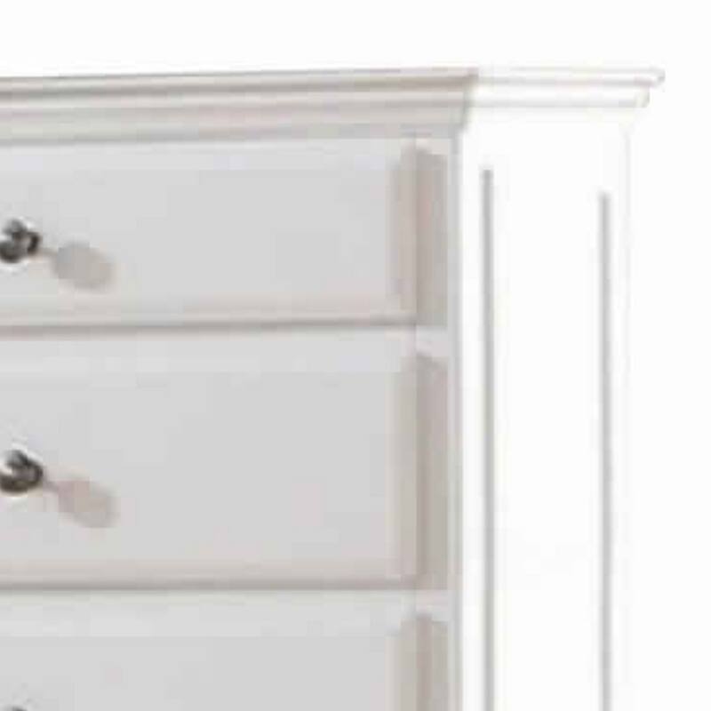 5 Drawer Spacious Wooden Chest White