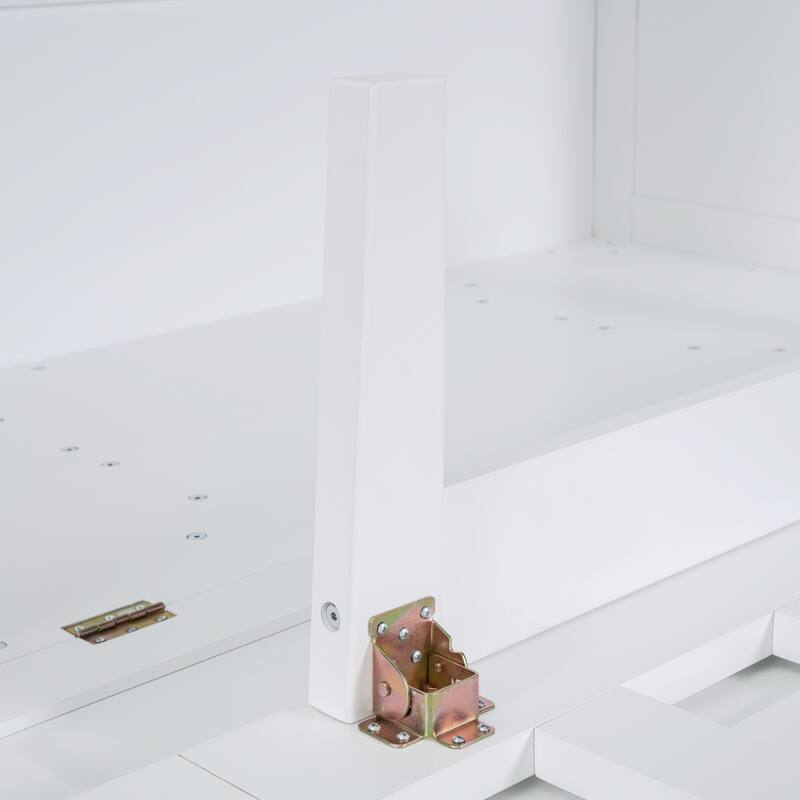 Full Size Murphy Bed with USB Port, Removable Shelves, and Space-Saving Design, White