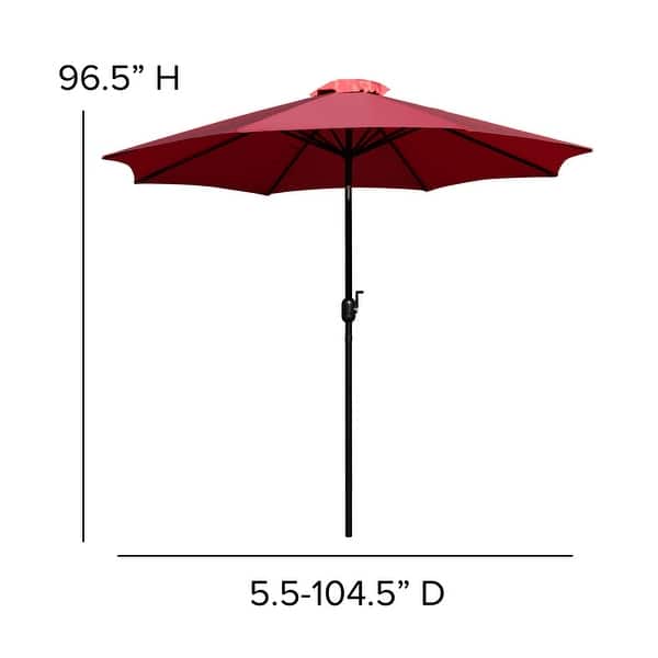 dimension image slide 2 of 8, 9 FT Round Umbrella - 1.5" Diameter Aluminum Pole - Crank and Tilt Function