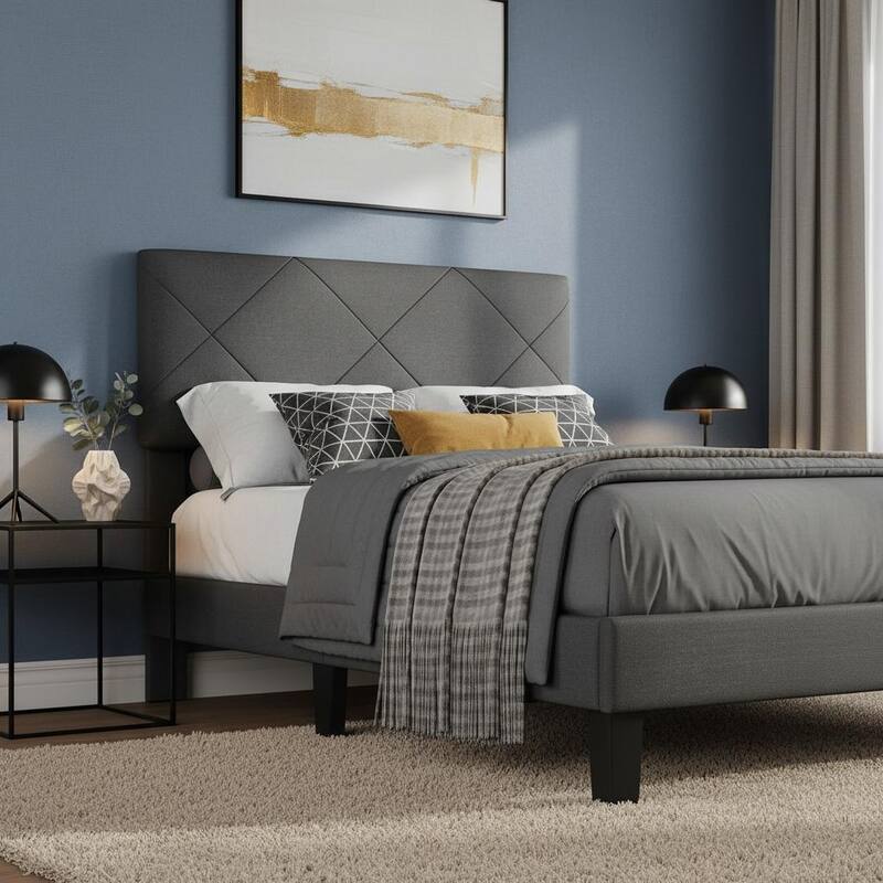 Bed Frame with Upholstered Headboard