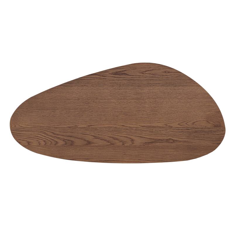 Solna Oak Coffee Table, Cocoa Brown Oval Wood Accent Table, 220lb Cap