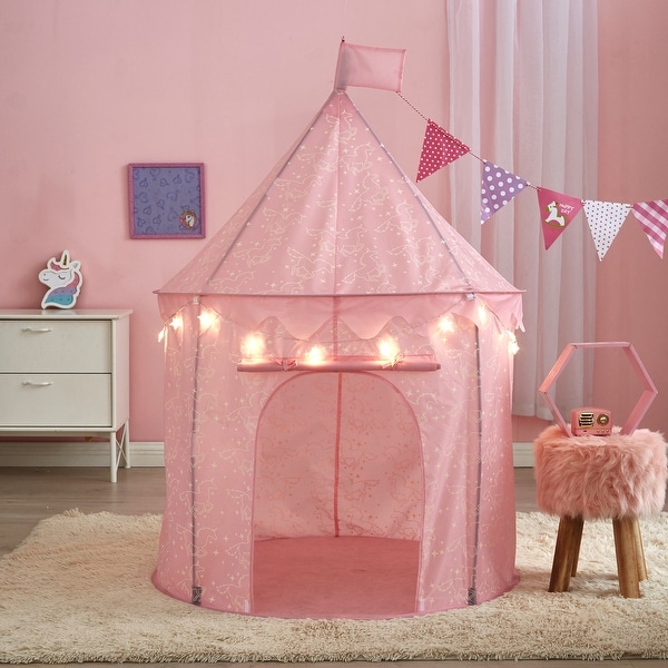 Glow in the Dark Kids Play Tents with BONUS String Lights - 40" x 40" x 51"
