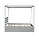 preview thumbnail 7 of 10, Full Size House Bed with Twin Trundle, Solid Wood Platform Frame with Headboard, No Box Spring Required