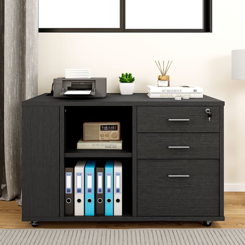 Moasis Mobile File Cabinet with Charging Station and Lock for Home Office