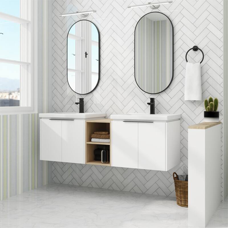 ARTCHIRLY 24/36/48/60/72/84 Inch Bathroom Vanity with Sink, Floating Bathroom Vanity with Soft Close Door and Shelf