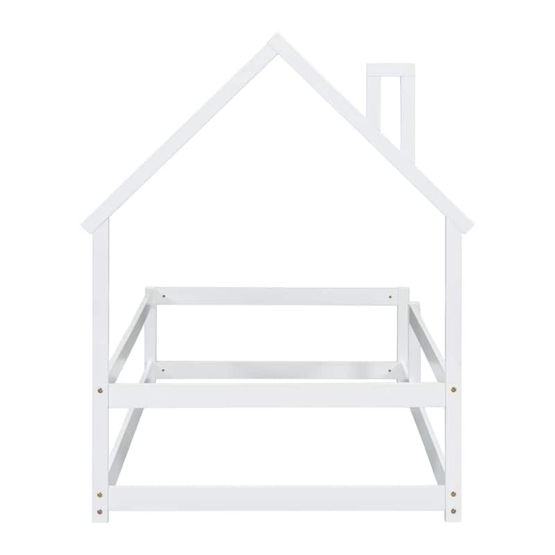 Twin Size Wood bed with House-shaped Headboard