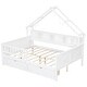 preview thumbnail 11 of 26, Wood House Platform Beds with LED, Storage Shelves, Drawers and Guardrail, Full Size Bed Frame w/Slats Support for Kids