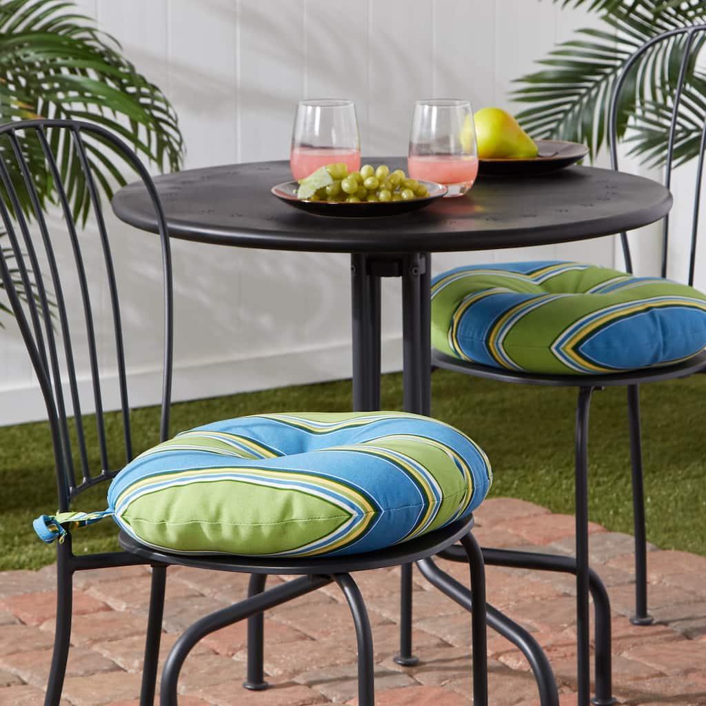 Cayman Stripe Outdoor 15-inch Bistro Chair Cushions (Set of 2)