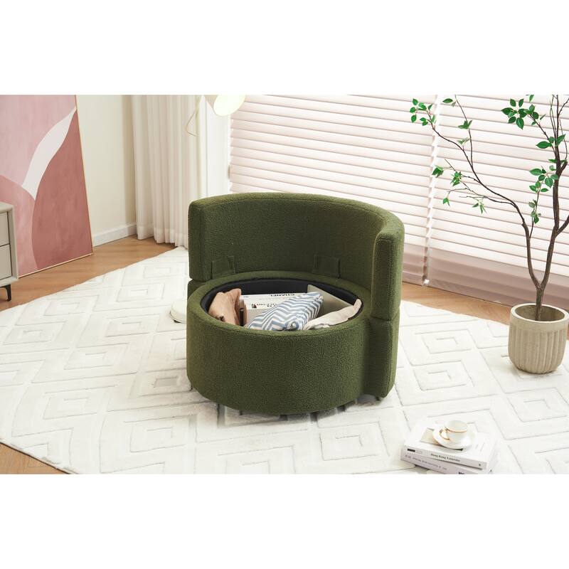 31.5" Swivel Barrel Chair with Storage