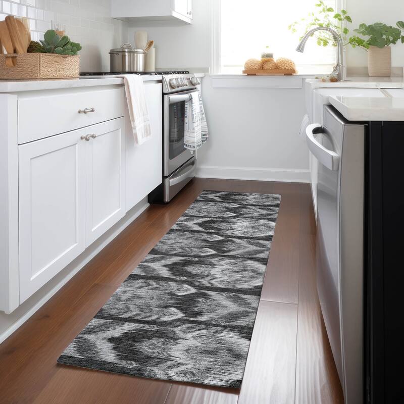 Machine Washable Indoor/ Outdoor Chantille Abstract Boho Rug