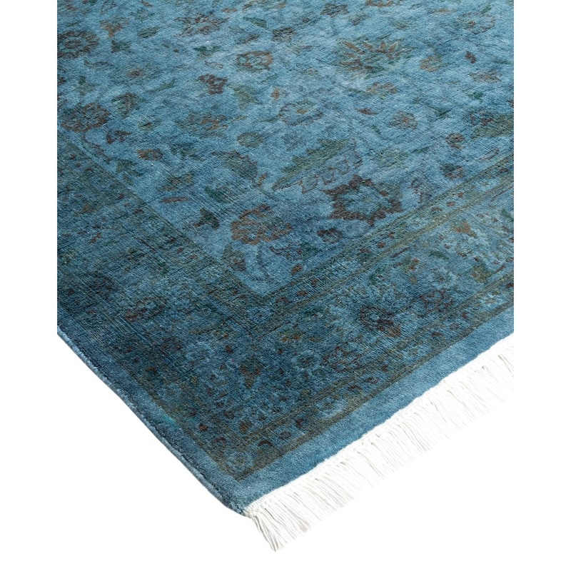 Overton Hand Knotted Wool Vintage Inspired Modern Contemporary Overdyed Blue Area Rug - 3' 1" x 5' 3"