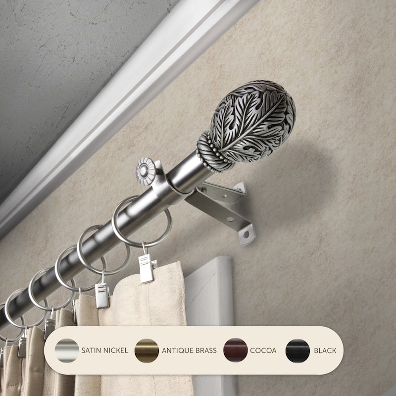 InStyleDesign Laurel Adjustable Curtain Rod - 28 to 48 inches - Satin Nickel