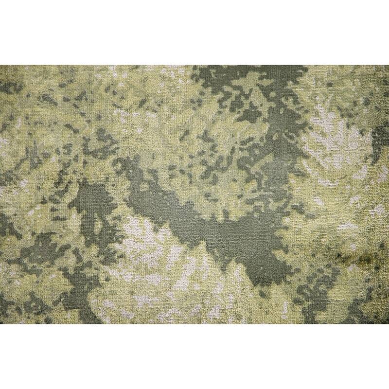 Green Abstract Modern Area Rug Hand-knotted Wool Carpet - 4'8"x 6'6"