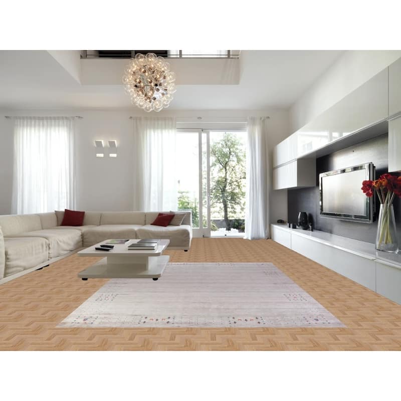 Hand Knotted Oriental 100% Wool Carpet Tribal Stripe Beige & Ivories Gabbeh Area Rug - 12' 3'' X 9' 2''