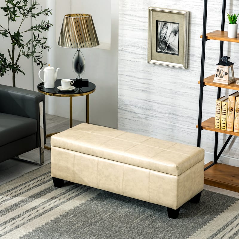 York Upholstered Quilted Stitched Flip-Top Storage Bench - Sand