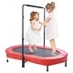 preview thumbnail 1 of 1, 56 Inch Foldable Kids Trampoline with Adjustable Handle for Indoor Outdoor Red