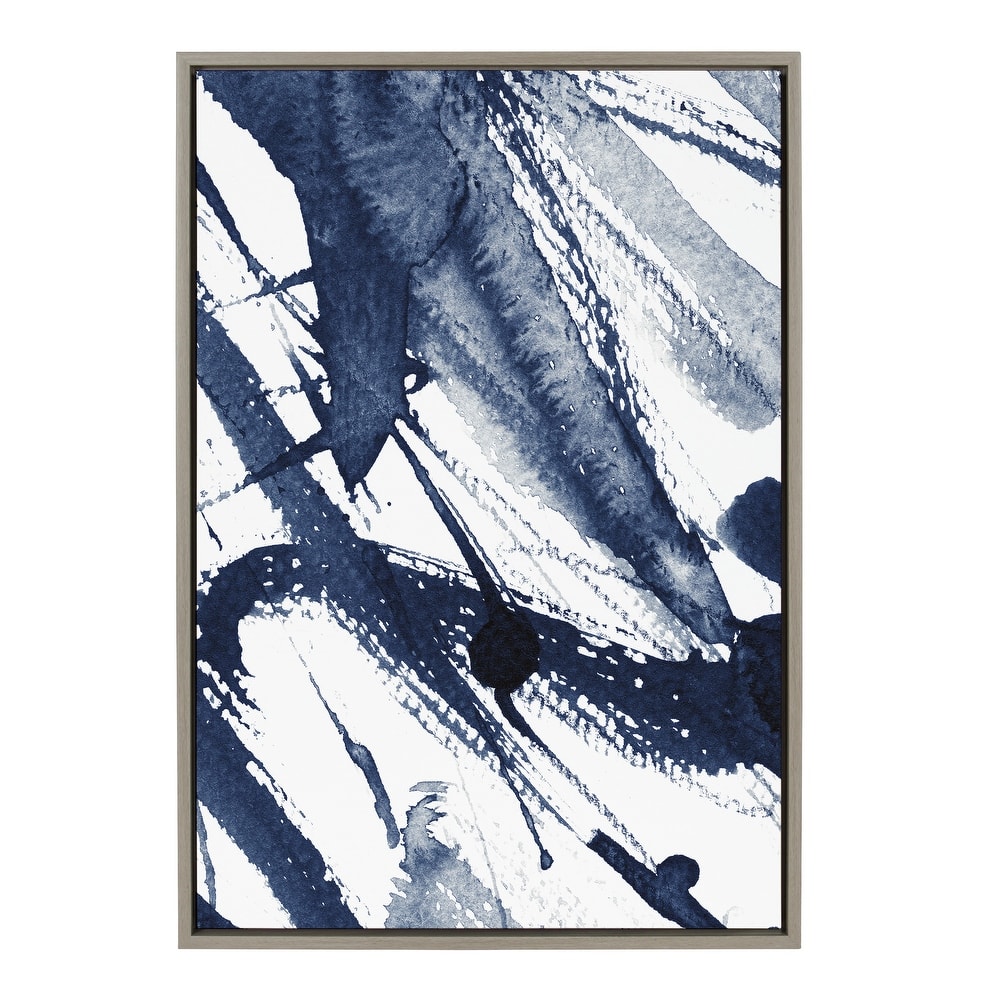 Kate and Laurel Sylvie Indigo Framed Canvas by Amy Peterson Art Studio