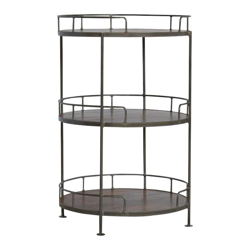Artisan Furniture Solid Wood Industrial Round Butler Tray Table